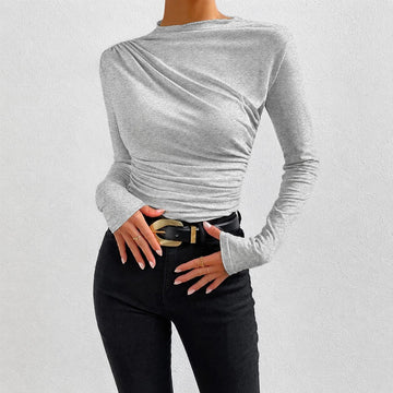 Livia - Camiseta de manga longa ajustada com babados