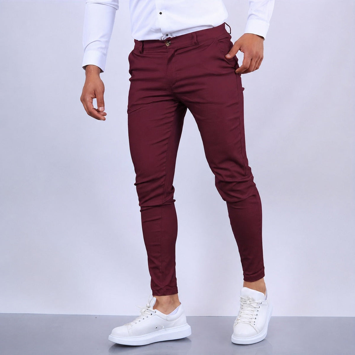 Arjun - Calças sociais masculinas, elegantes e de corte slim