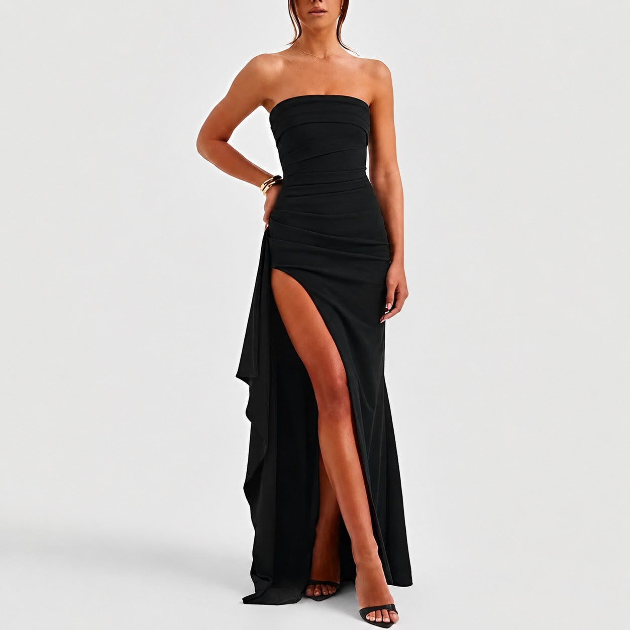 Aubree - Vestido fashion com recorte nas costas e fenda para mulheres