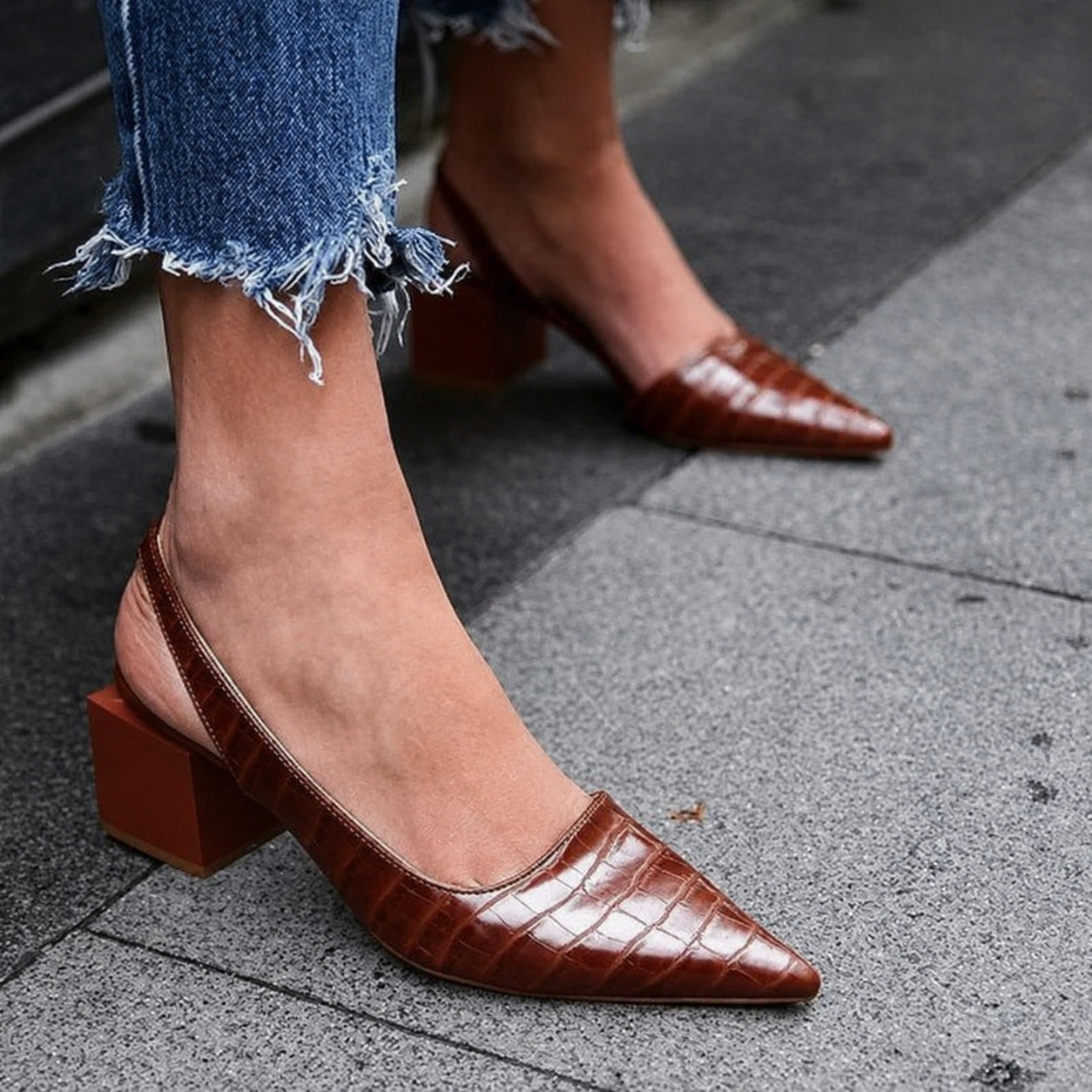 Caroline - Saltos Slingback Confortáveis para Mulheres
