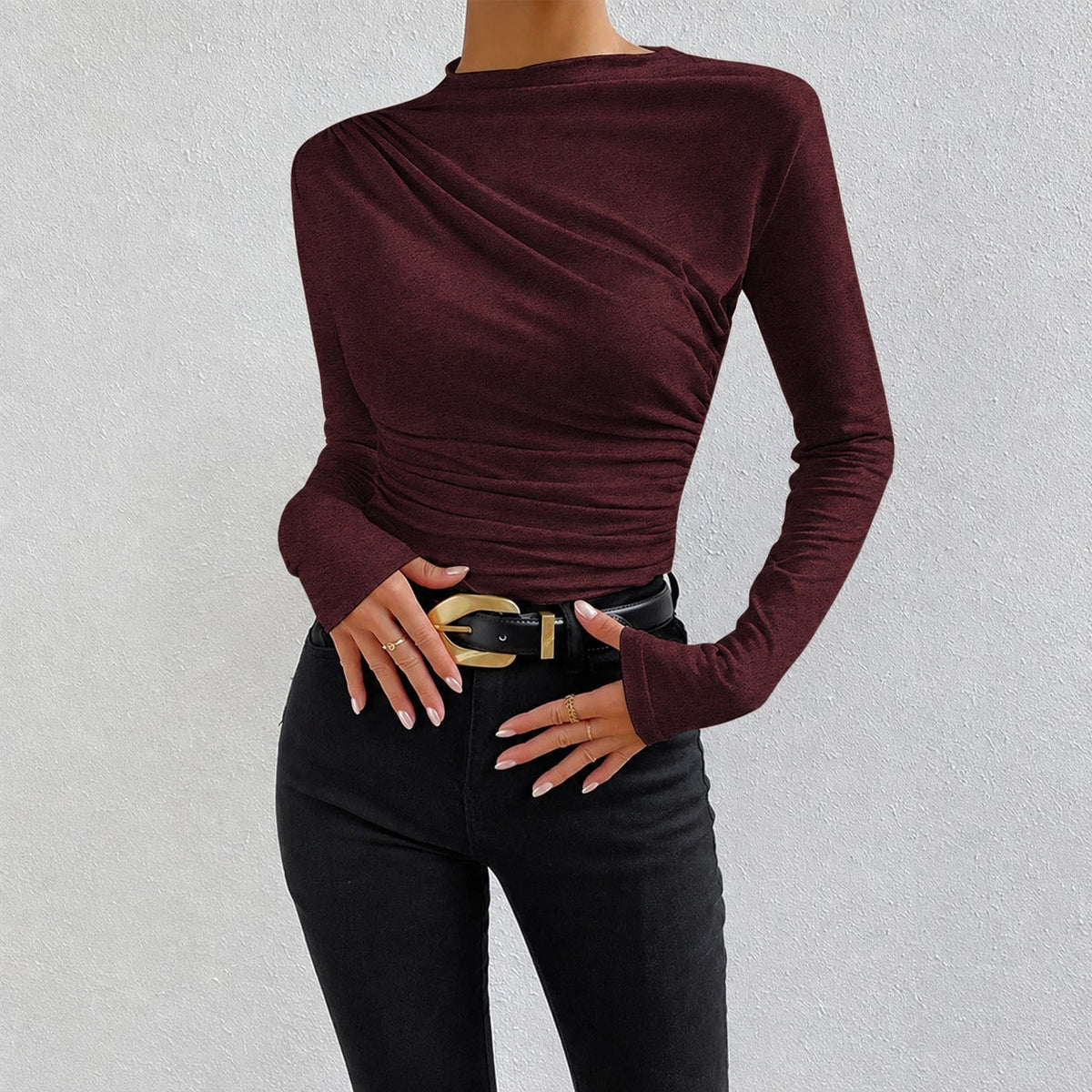 Livia - Camiseta de manga longa ajustada com babados