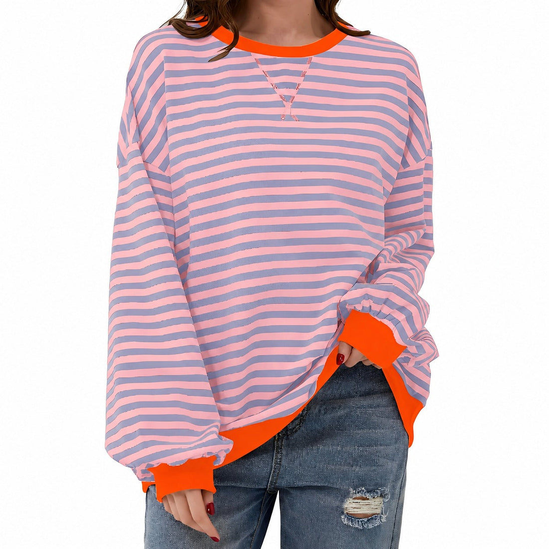 Judith - Suéter feminino listrado casual