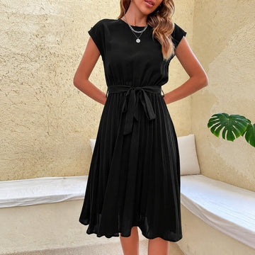 Klara - Vestido Mini Plissado de Verão com Mangas Curtas