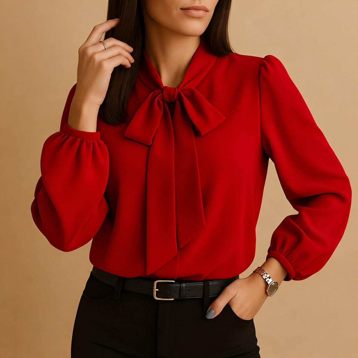 Blainne - Blusa feminina estilosa com laço