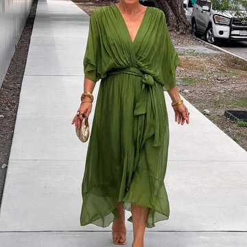 Loisa - Vestido de chiffon leve com decote em V