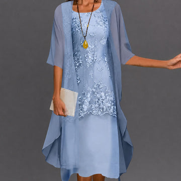 Vestido feminino – vestido elegante e fluido na altura do joelho para férias, presentes e uso diário