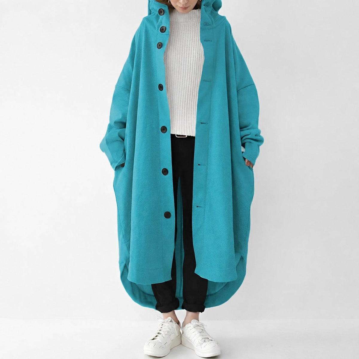 Jennica - Trench coat longo e solto para mulheres