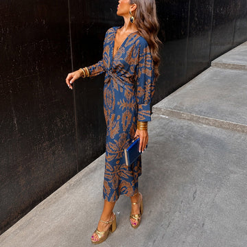 Grace - Vestido Elegante com Estampa Floral e Laço