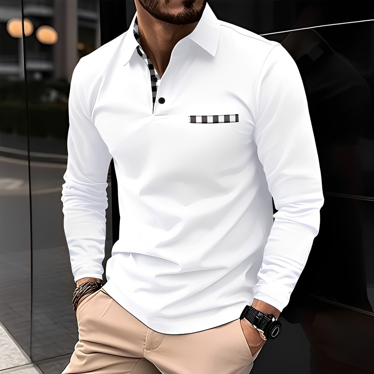 Shael - Camisa de mangas compridas clássica e acolhedora