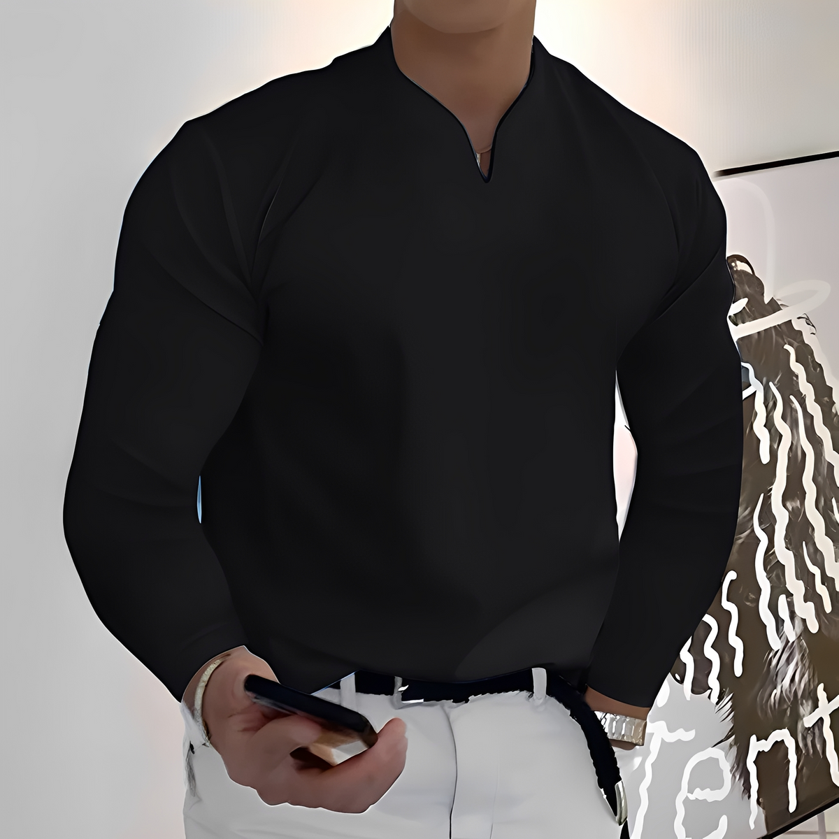 Corentin - Camisa de mangas compridas, macia e quente