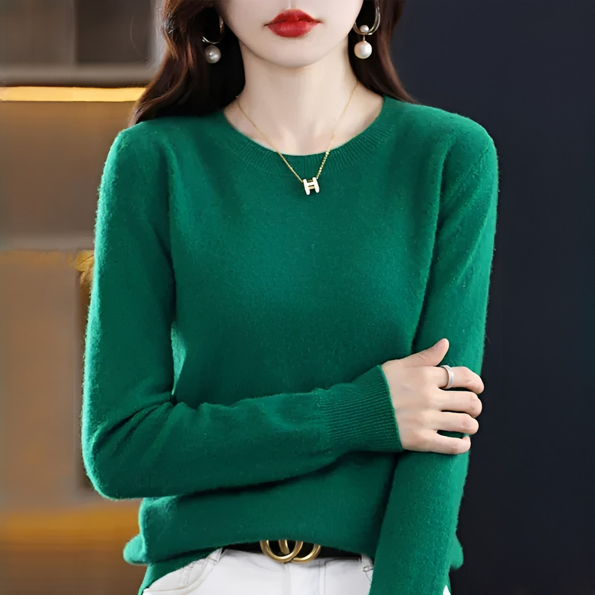 Shynna - Suéter elegante e macio com gola redonda