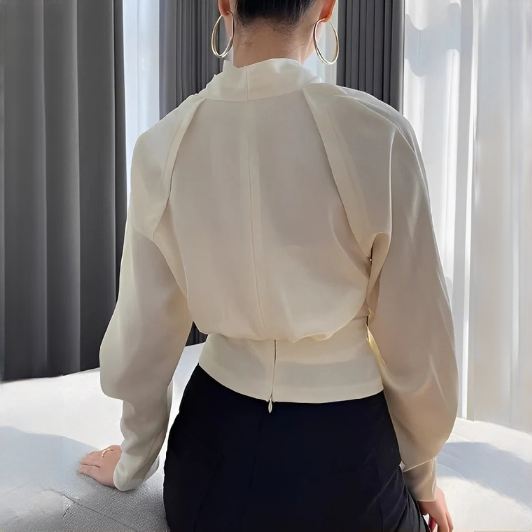 Annora - Blusa de manga comprida elegante e chique