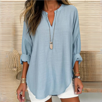 Eliza - Blusa de manga comprida leve com decote em V