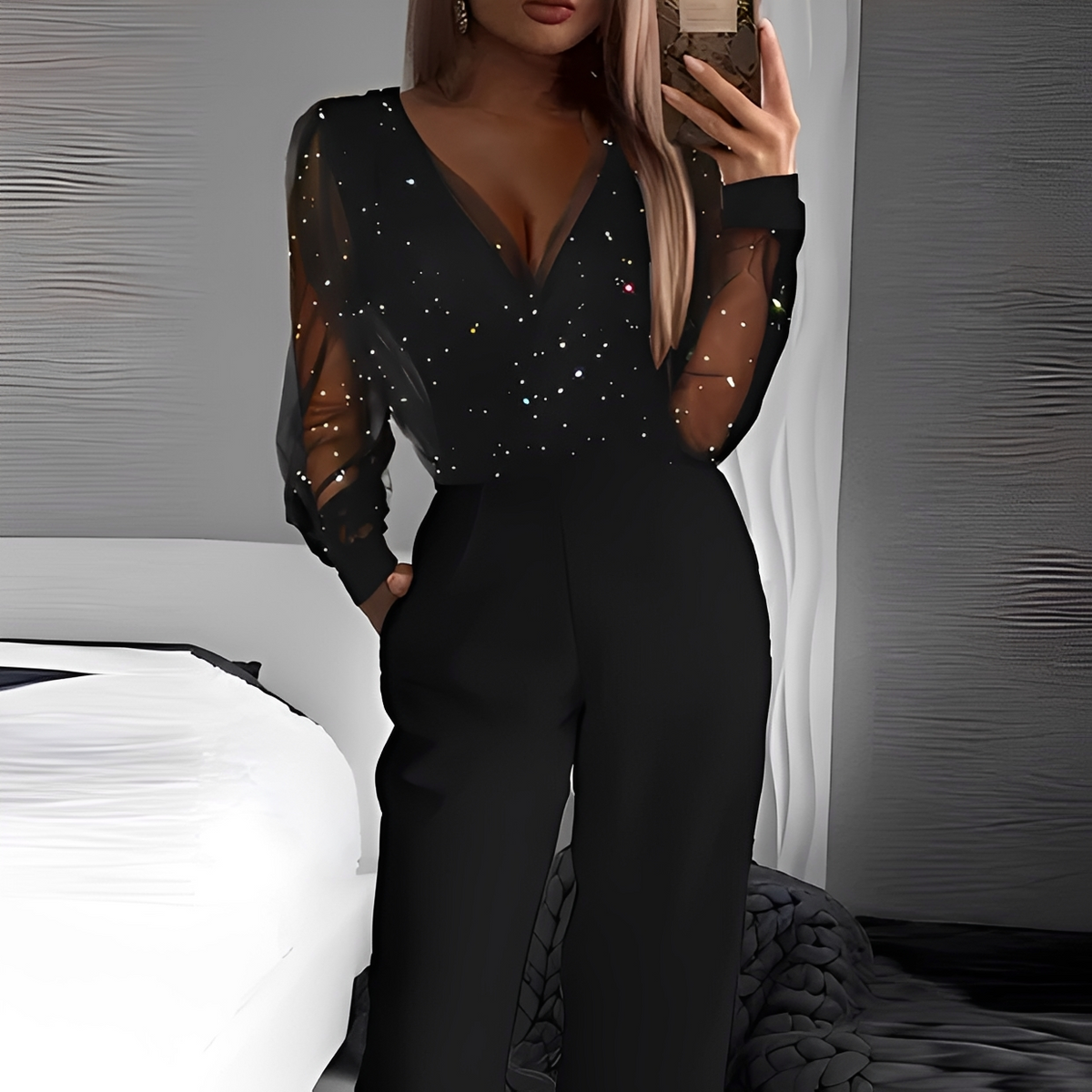 Arianna - Elegante macacão com decote em V