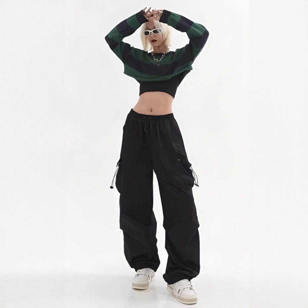 Aimée - Calça cargo moderna com perna larga