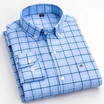 Nikollas - Camisa xadrez casual de mangas compridas