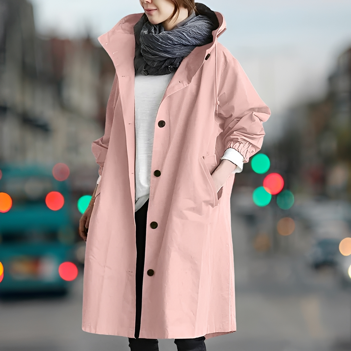 Bethany - Capa de chuva com capuz resistente
