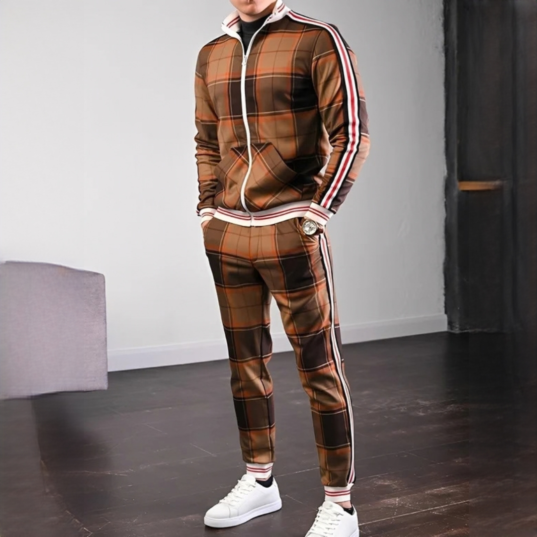 Neal - Conjunto estiloso de calça com padrão xadrez