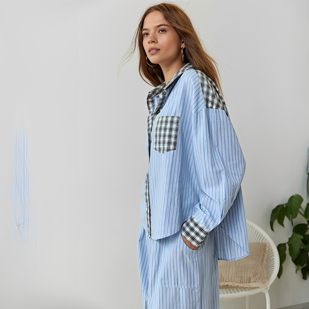 Ellenora - Conjunto de pijama confortável e quente