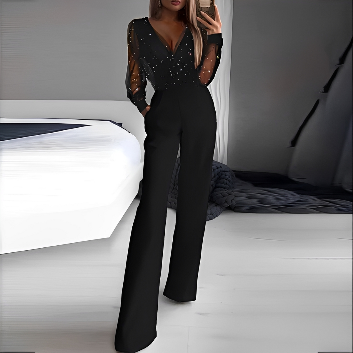Arianna - Elegante macacão com decote em V