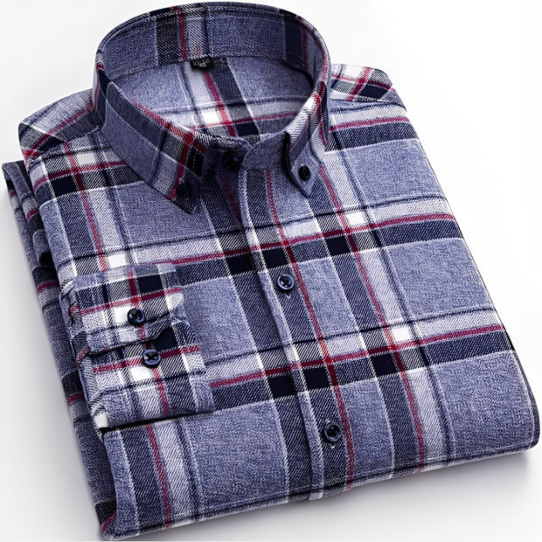 Nikollas - Camisa xadrez casual de mangas compridas