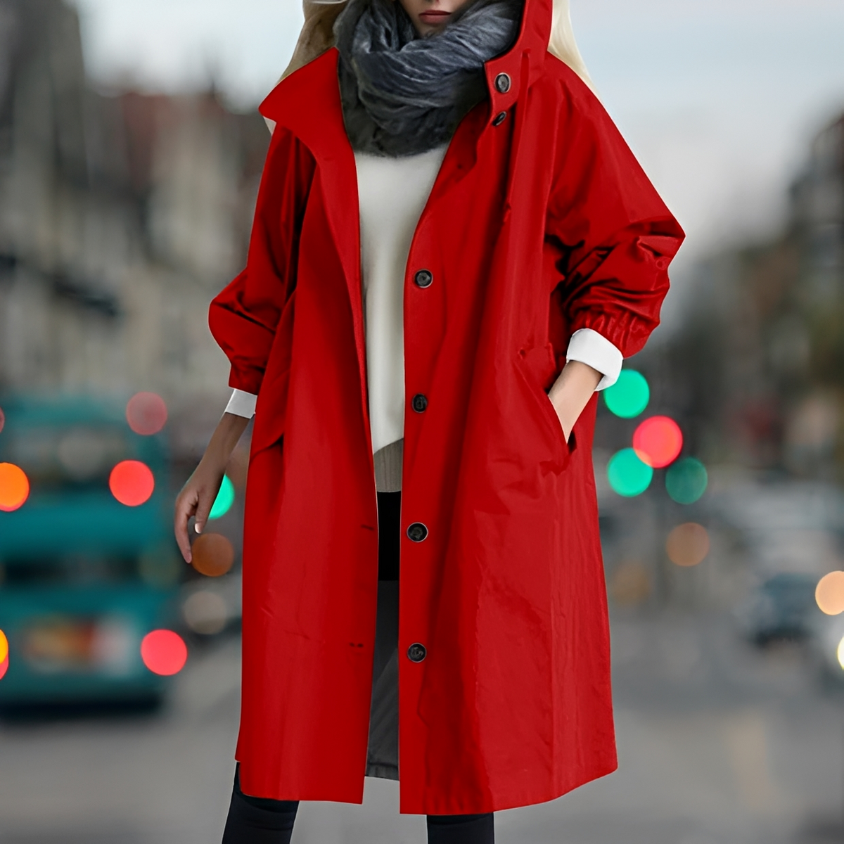 Bethany - Capa de chuva com capuz resistente