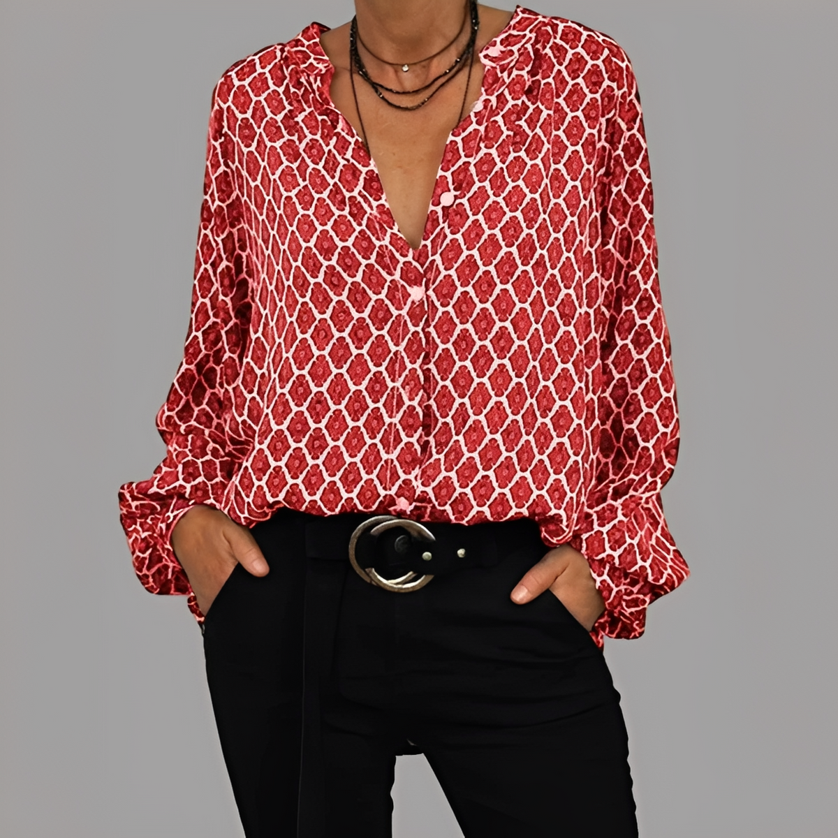 Lena - Blusa elegante com decote em V