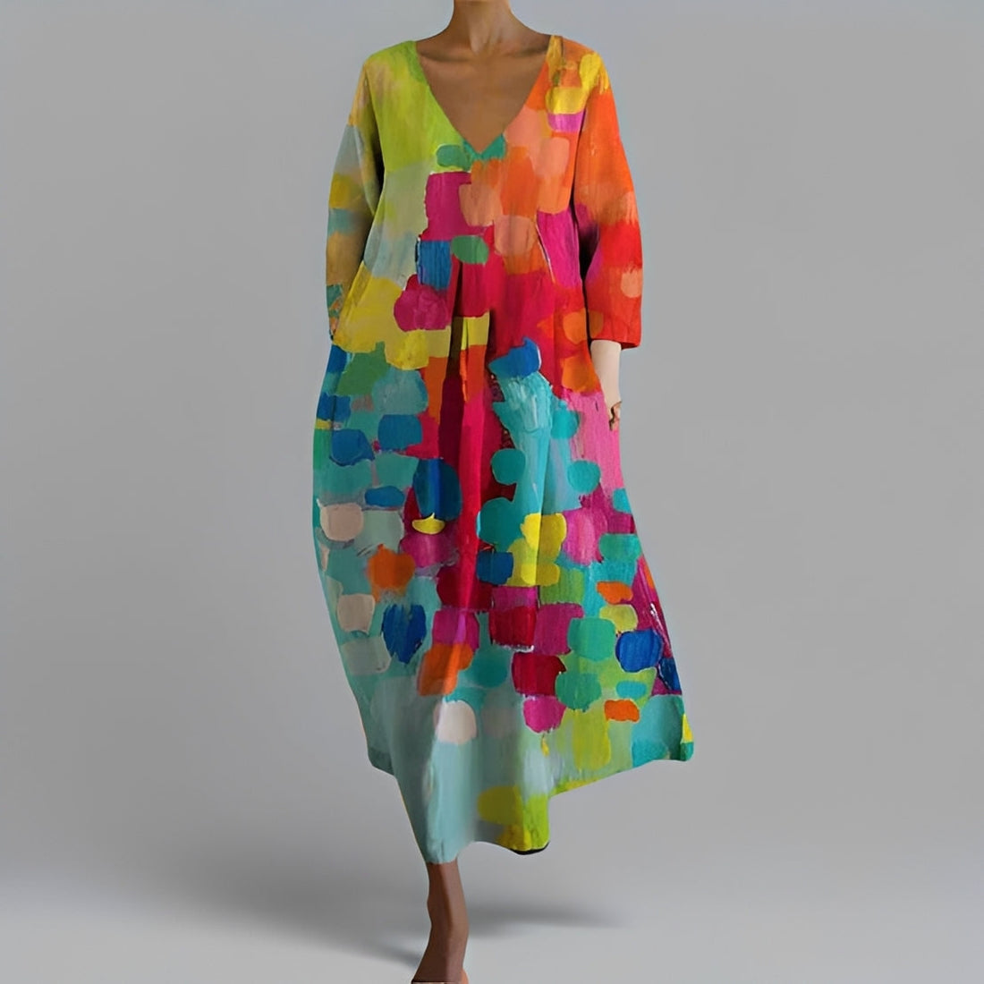 Alina - Vestido midi oversized com decote em V