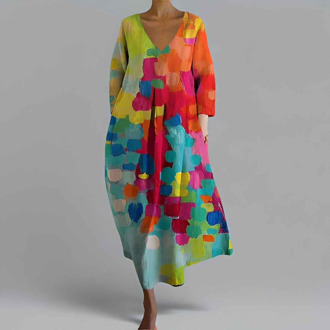 Alina - Vestido midi oversized com decote em V