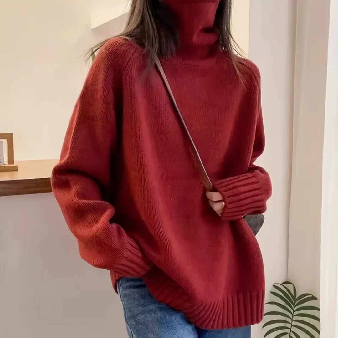 Yvonie - Suéter de gola alta macio e aconchegante