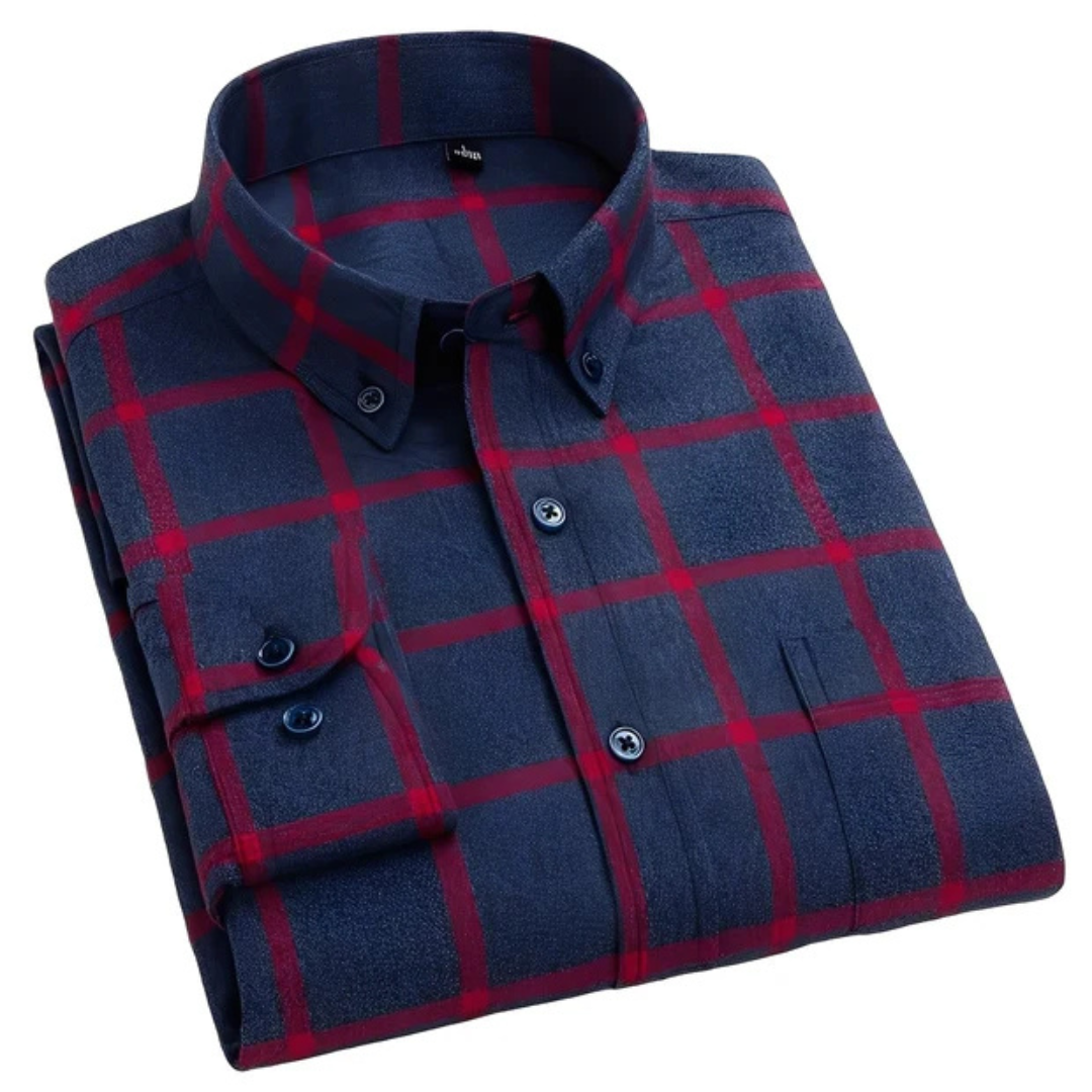 Nikollas - Camisa xadrez casual de mangas compridas
