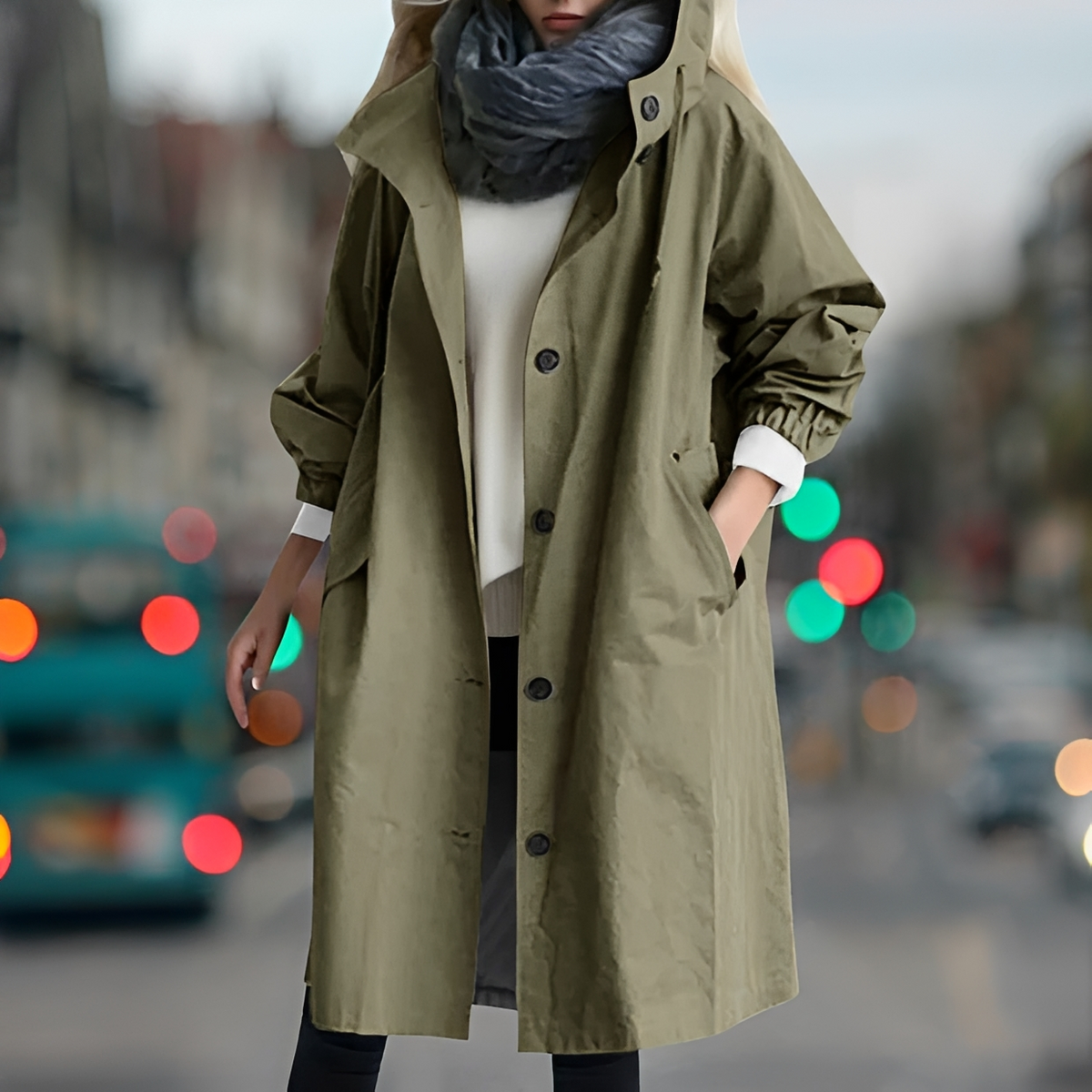 Bethany - Capa de chuva com capuz resistente