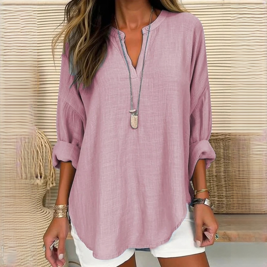 Eliza - Blusa de manga comprida leve com decote em V