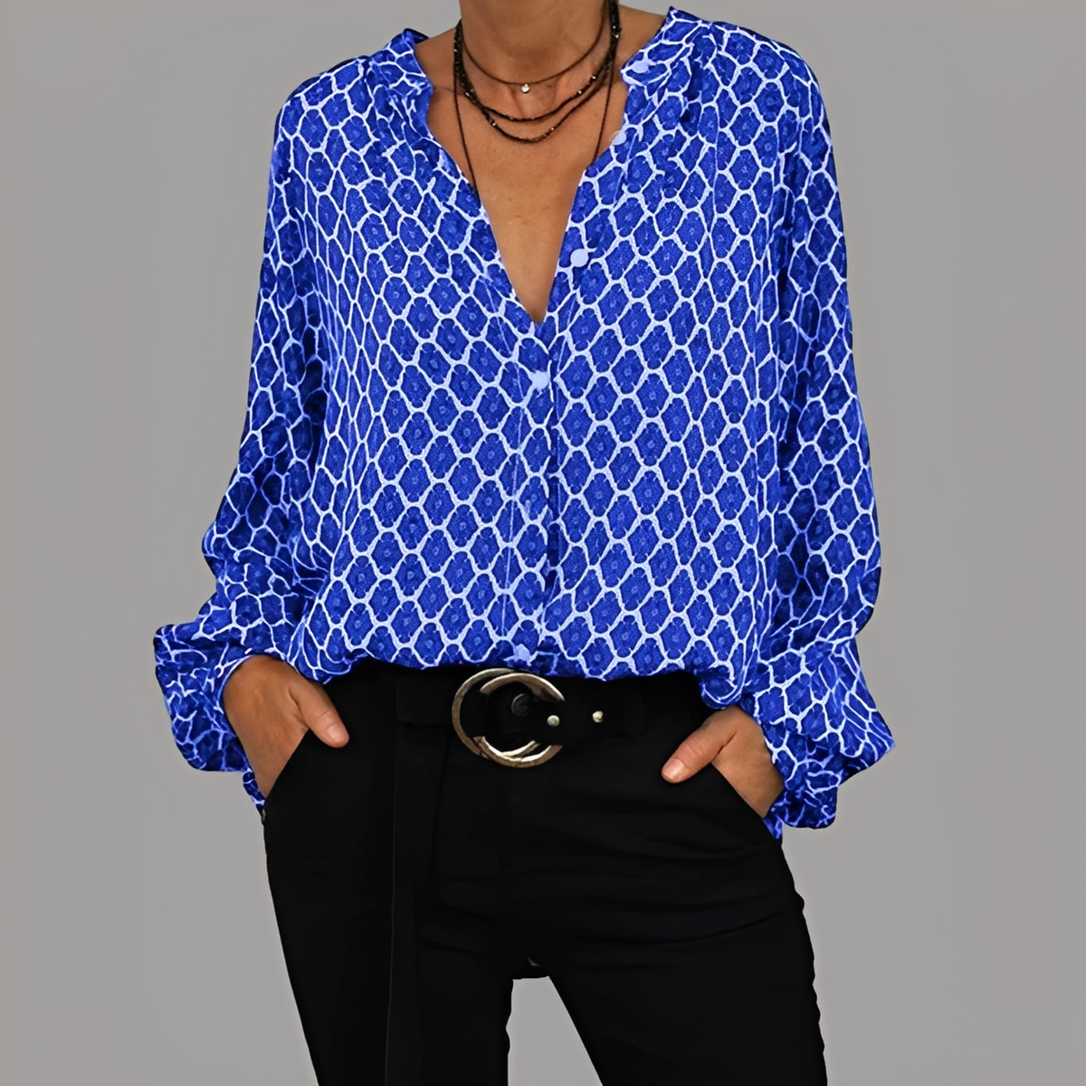 Lena - Blusa elegante com decote em V