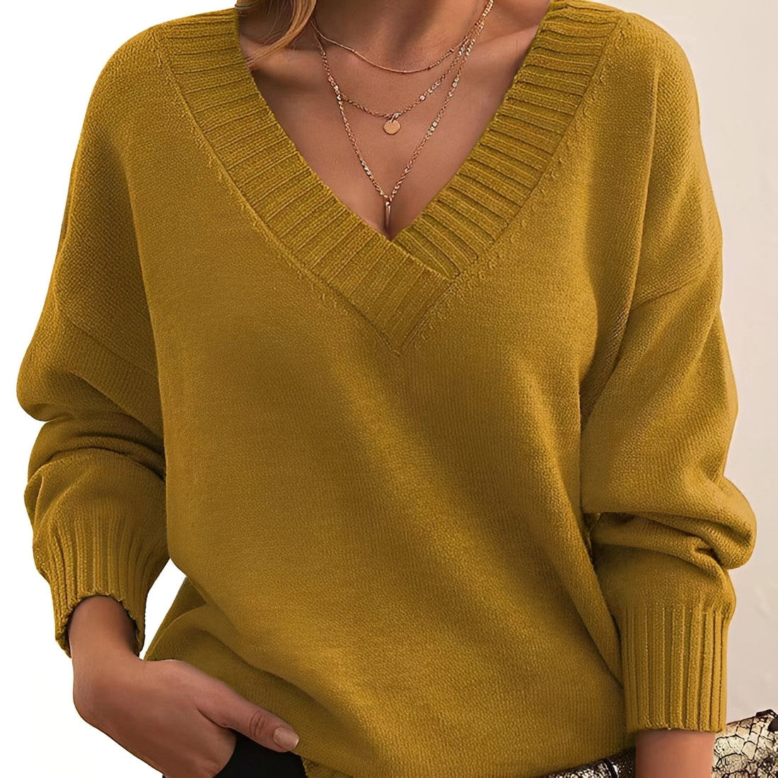 Mollie - Pulôver quente e elegante com decote em V