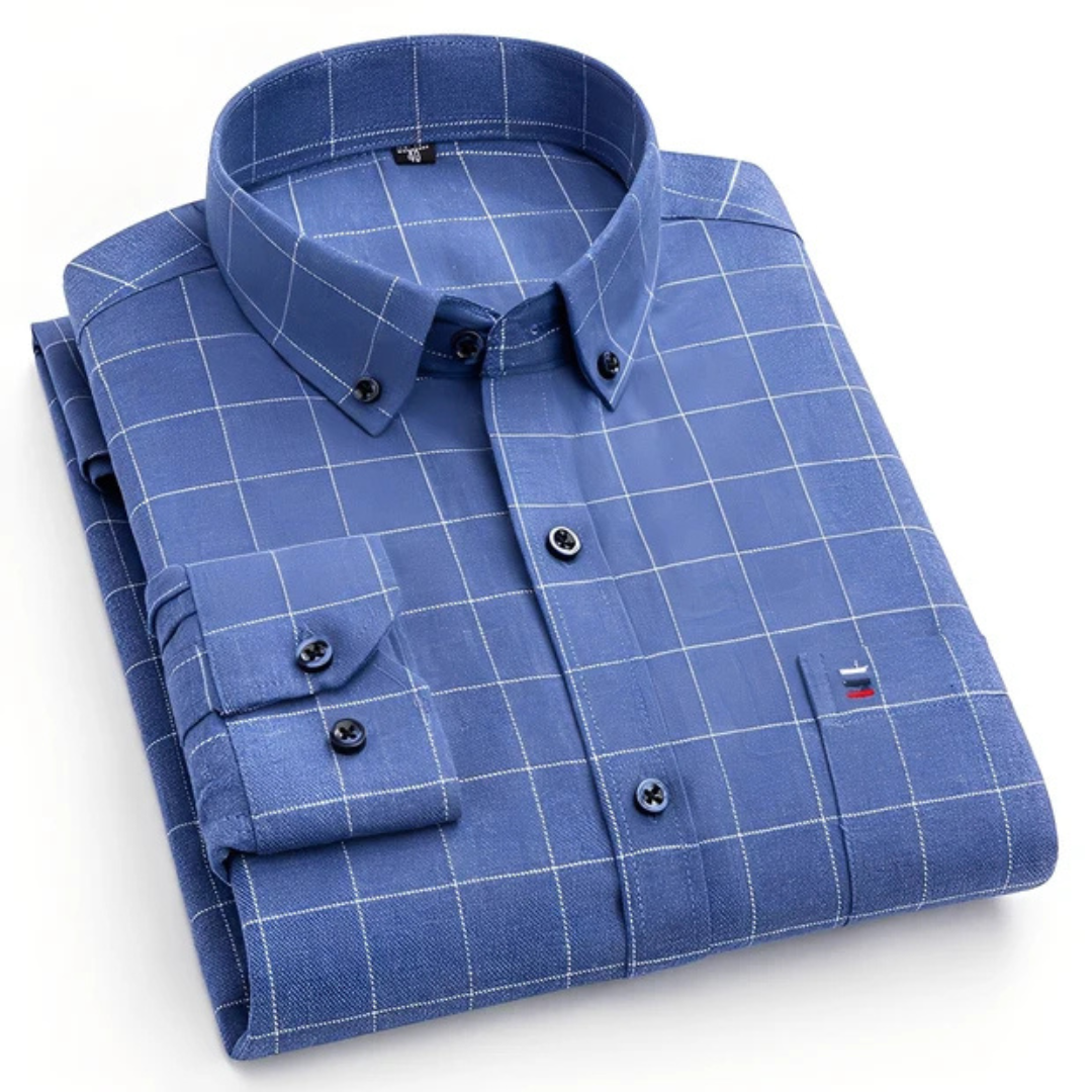 Nikollas - Camisa xadrez casual de mangas compridas