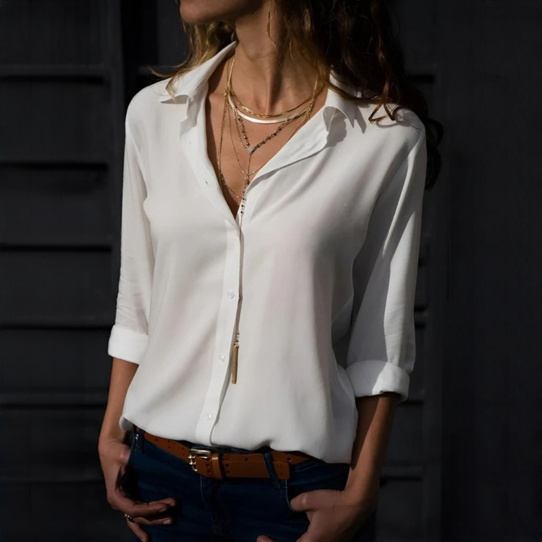 Jordena - Blusa elegante de manga comprida