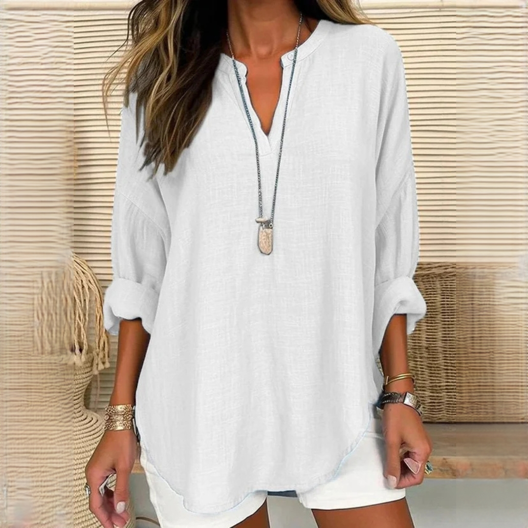 Eliza - Blusa de manga comprida leve com decote em V
