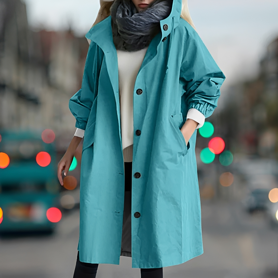 Bethany - Capa de chuva com capuz resistente