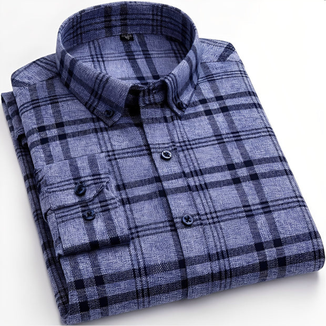 Nikollas - Camisa xadrez casual de mangas compridas