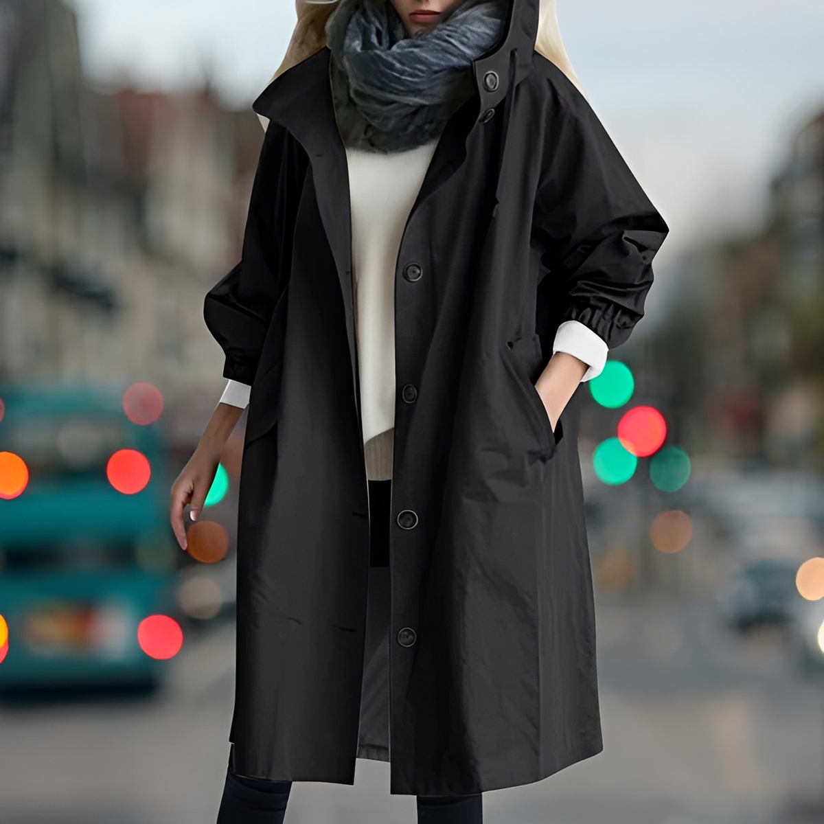 Bethany - Capa de chuva com capuz resistente