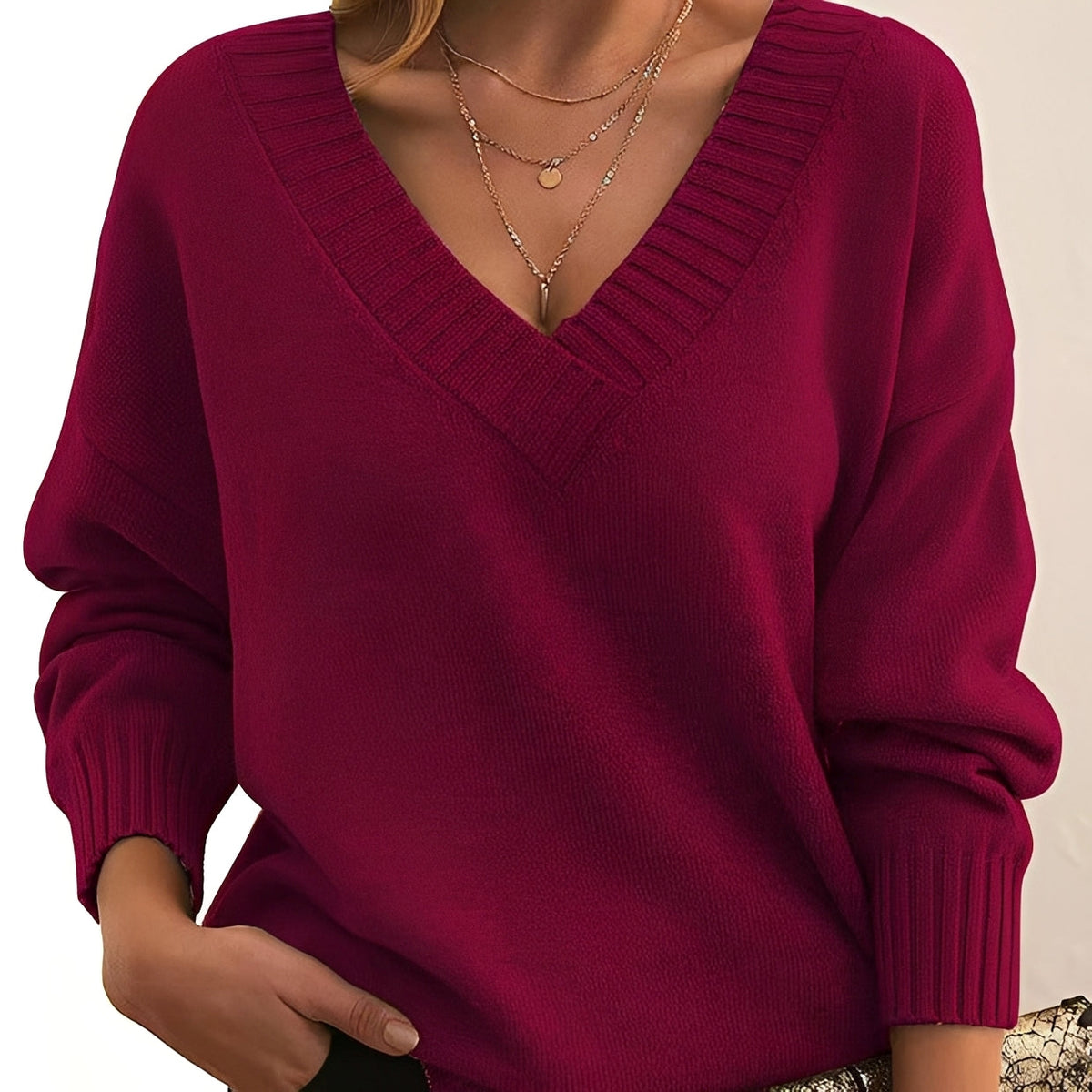 Mollie - Pulôver quente e elegante com decote em V