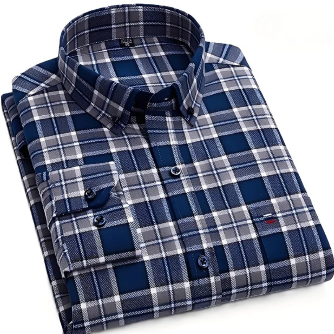 Nikollas - Camisa xadrez casual de mangas compridas