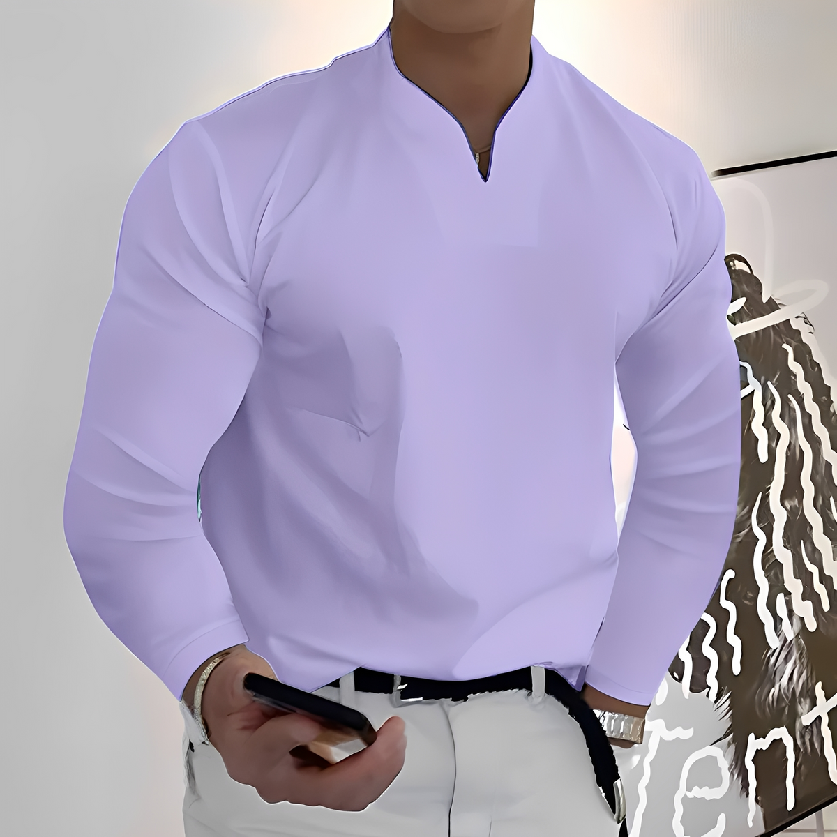 Corentin - Camisa de mangas compridas, macia e quente