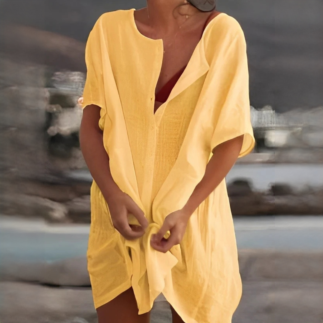 Zuchen - Mini-vestido elegante de corte solto