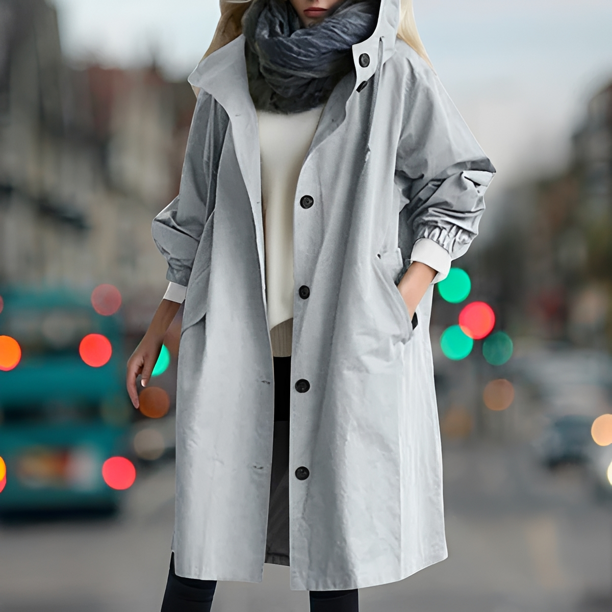 Bethany - Capa de chuva com capuz resistente