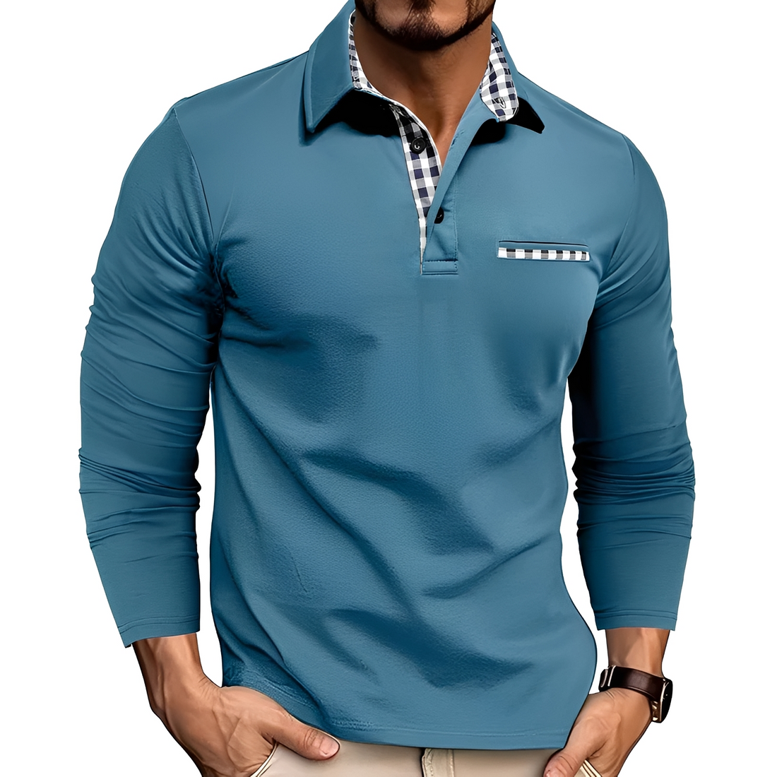 Charel - Camisa polo de manga comprida robusta