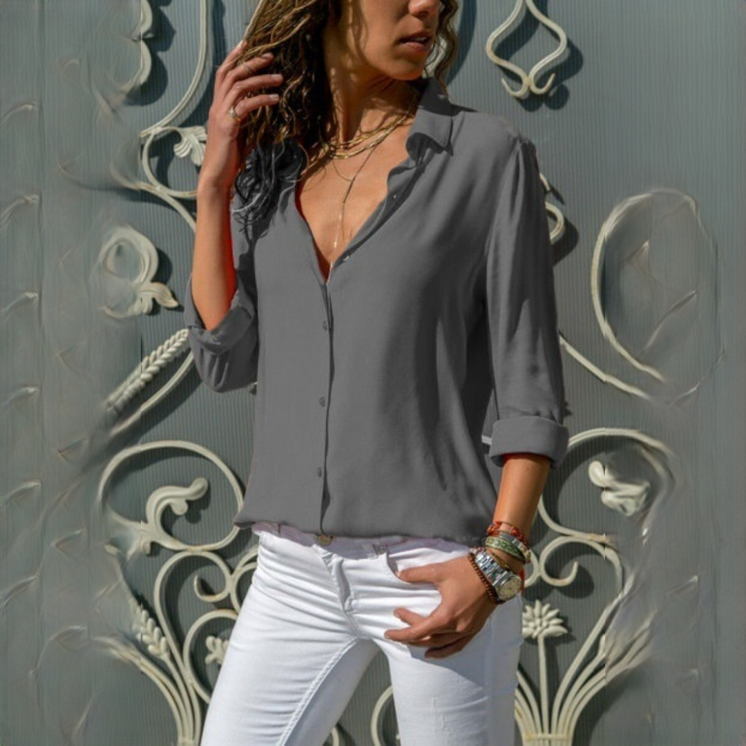 Jordena - Blusa elegante de manga comprida