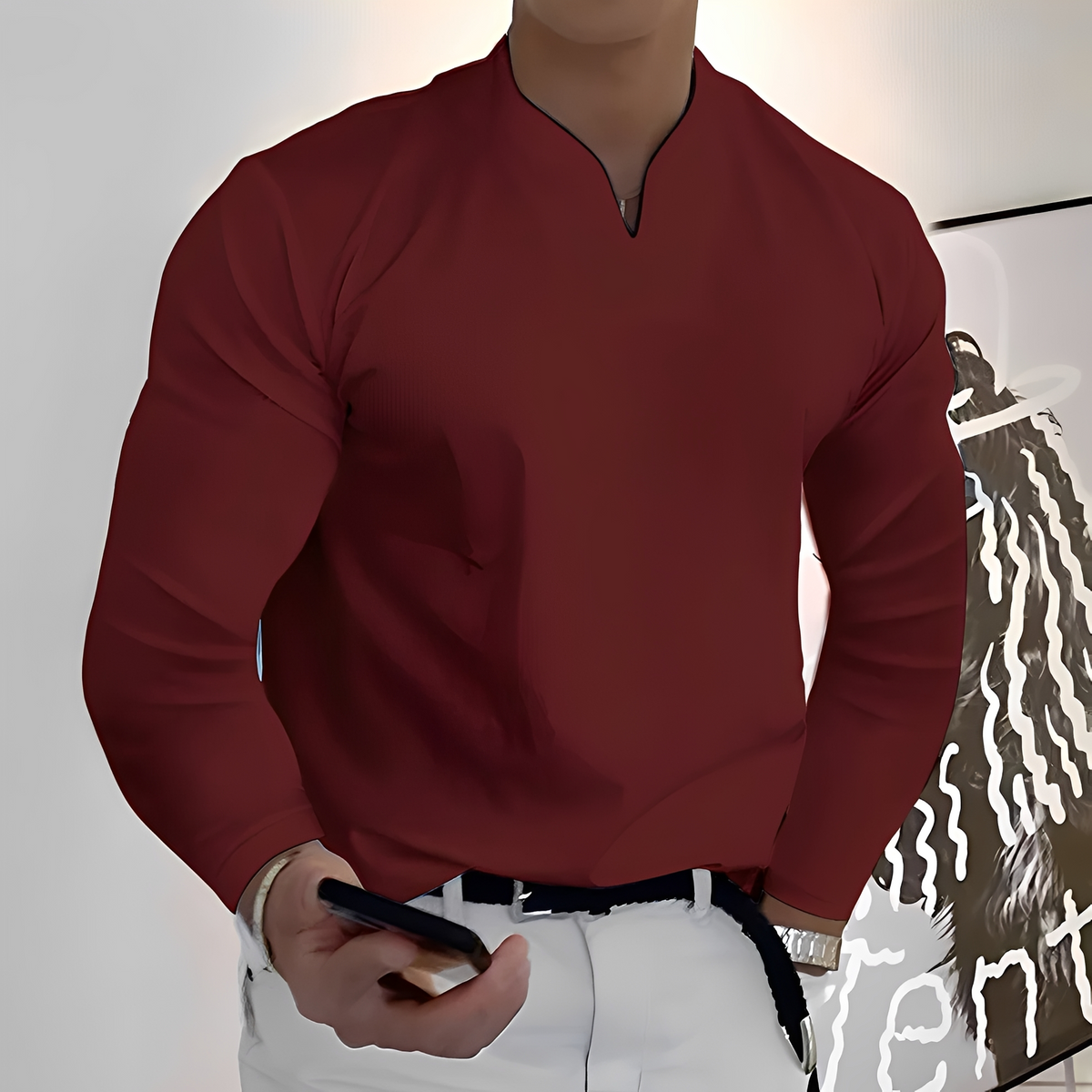 Corentin - Camisa de mangas compridas, macia e quente