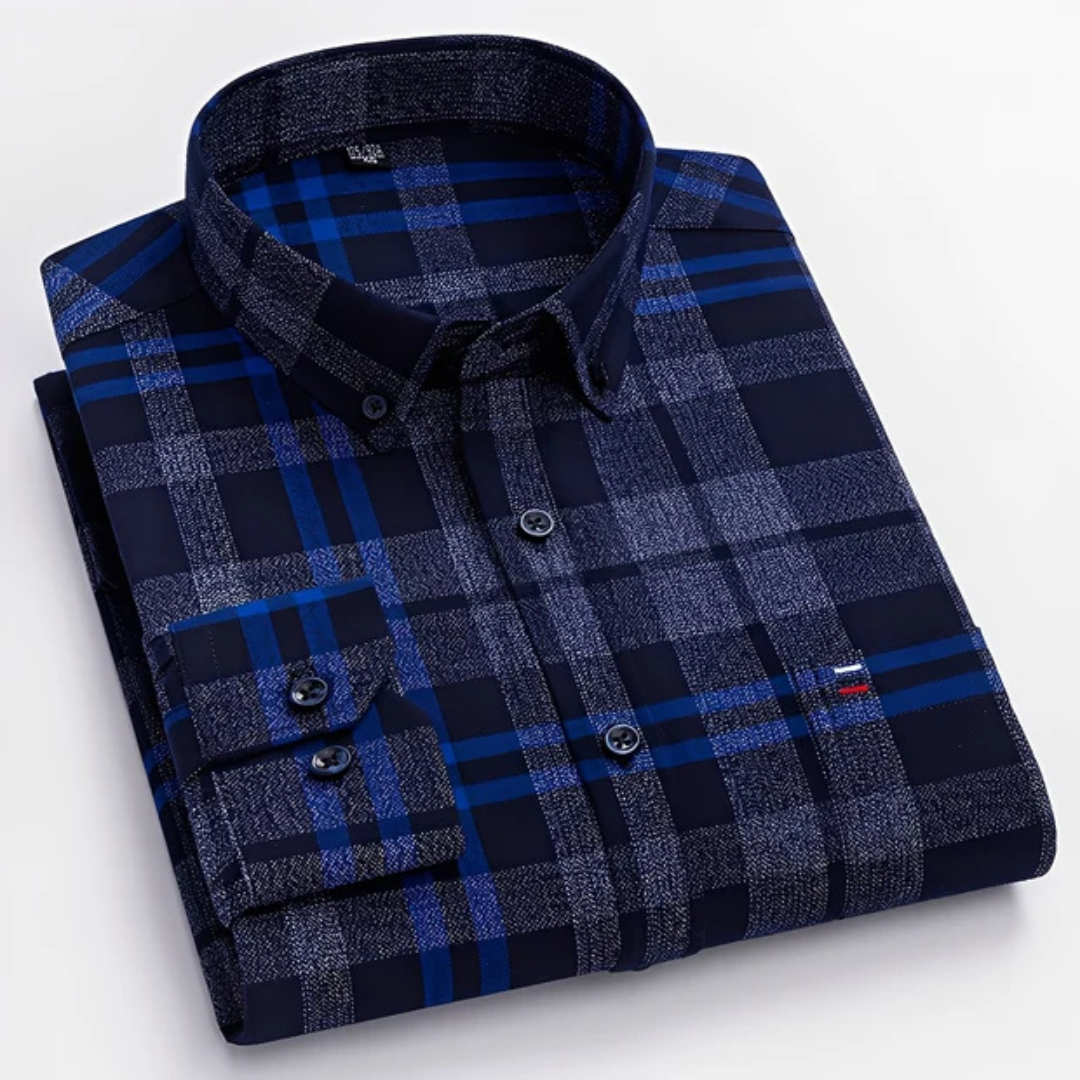 Nikollas - Camisa xadrez casual de mangas compridas